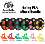 SpoolSpider 6x1kg PLA Mixed Colours Bundle 3D Printer Filament 1.75mm