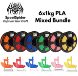 SpoolSpider 6x1kg PLA Mixed Colours Bundle 3D Printer Filament 1.75mm