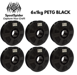 SpoolSpider PETG 6x1kg Black/White Bundle 3D Printer Filament 1.75mm