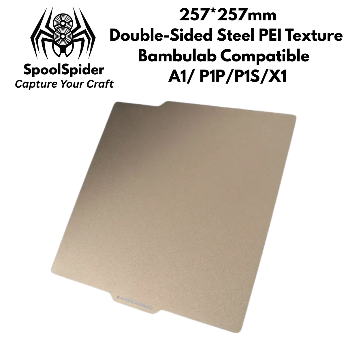 Bambu Lab Compatible Textured PEI Build Plate for A1/P1P/P1S/X1 257x257mm