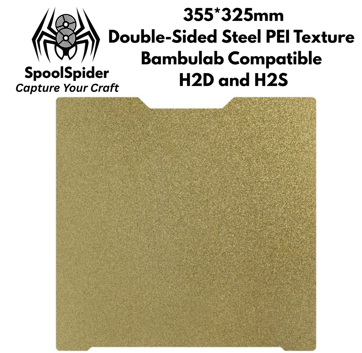 Dual-Sided Textured PEI Spring Steel Sheet for Bambu Lab H2D/H2S 3D Printer 355x325mm