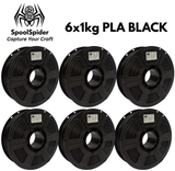 SpoolSpider 6x1kg PLA Black/White/Grey Bundle 3D Printer Filament 1.75mm