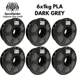 SpoolSpider 6x1kg PLA Black/White/Grey Bundle 3D Printer Filament 1.75mm