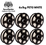 SpoolSpider PETG 6x1kg Black/White Bundle 3D Printer Filament 1.75mm