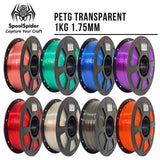 SpoolSpider PETG Transparent 1.75mm 1kg Rolls